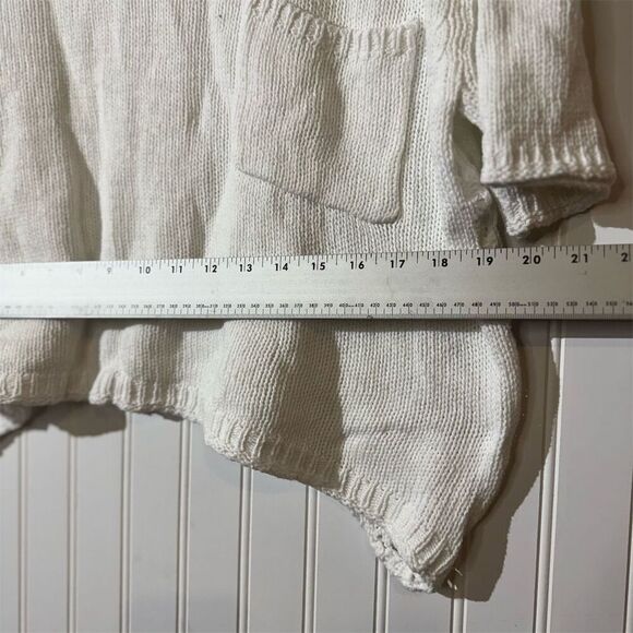 Dragonfly White Knit Crochet Pullover Sweater Boho Festival Oversized Boxy Top M - Picture 4 of 8
